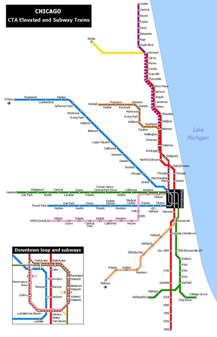 ಚಿಕಾಗೊ ಮೆಟ್ರೋ ಸ್ಟೇಷನ್ ನಕ್ಷೆ