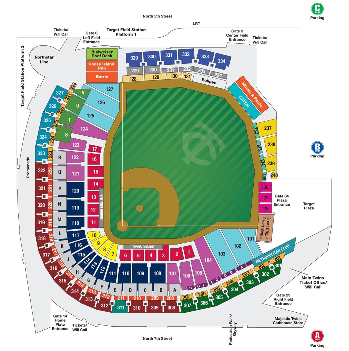 wrigley ಕ್ಷೇತ್ರದಲ್ಲಿ ಆಸನ ನಕ್ಷೆ ಸ್ಥಾನವನ್ನು ಸಂಖ್ಯೆಗಳು